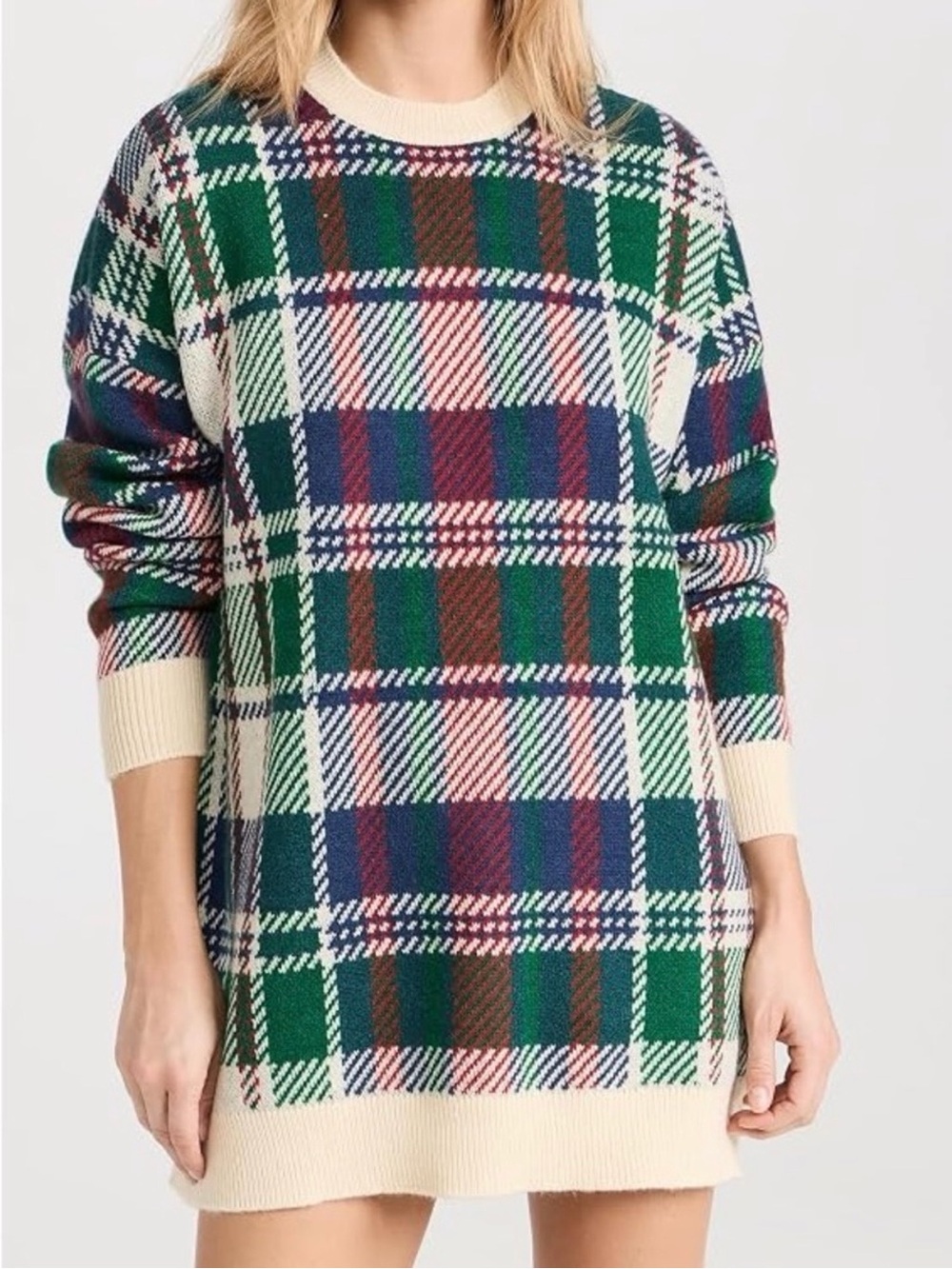 Show Me Your MUMU Ember Tunic Sweater Dress Holiday Plaid Size Small